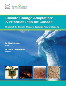 The front page of the report "Climate Change Adaptation: A Priorities Plan for Canada"