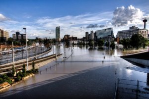 Image of the Calgary Flood in East Village that happened in 2013.