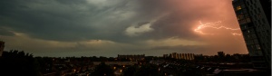 lightning storm at sunset
