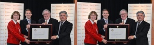 Jean Andrey, Charles Brindamour, George Dixon and Blair Feltmate at the launch of the Intact Centre on November 30th, 2015