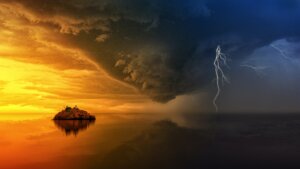 Storm over an island
